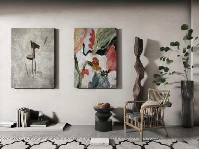 侘寂抽象装饰画挂画3D模型下载